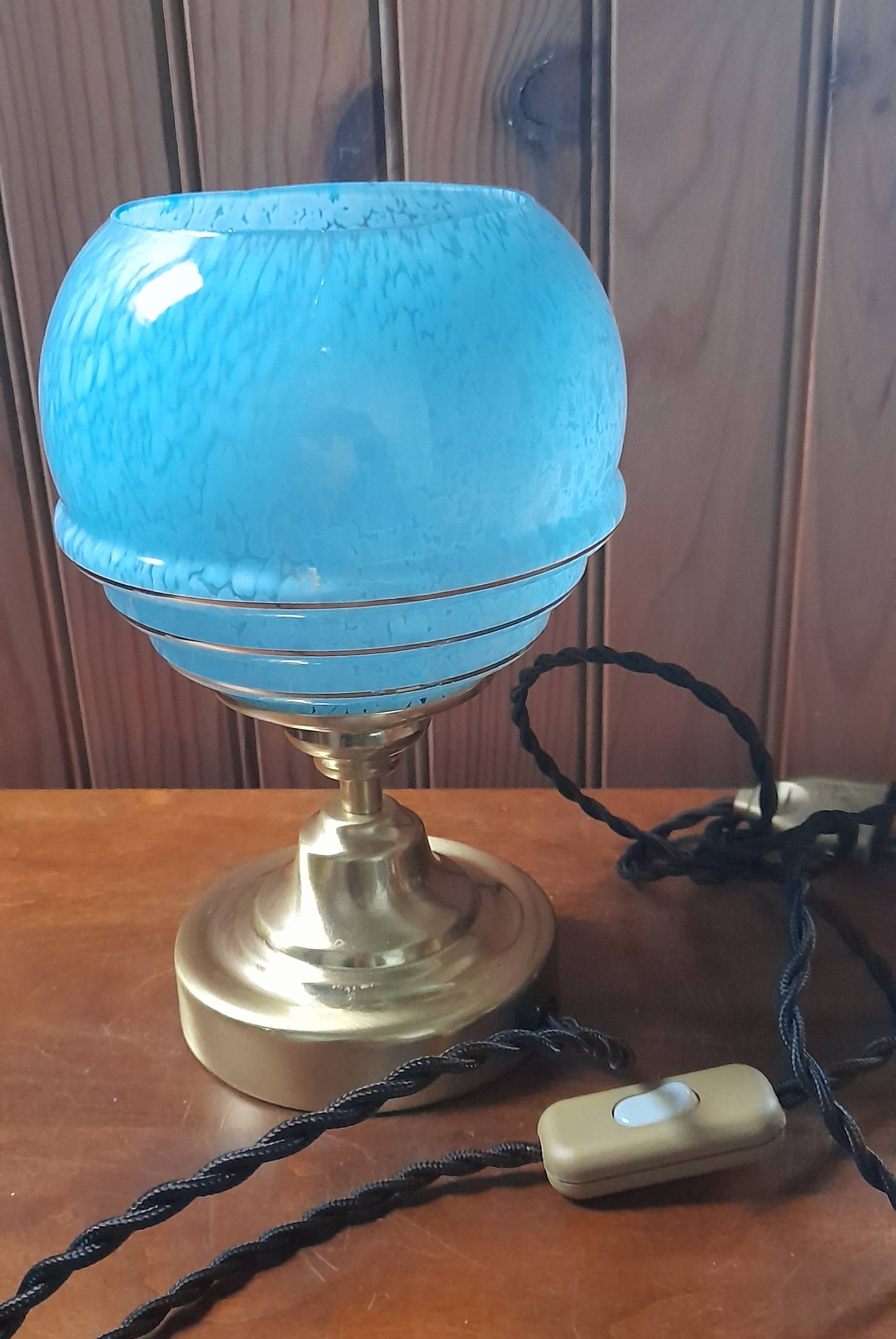 Lampe à poser Art Déco en métal et globe en verre YILDIZ - L. 25 x H.