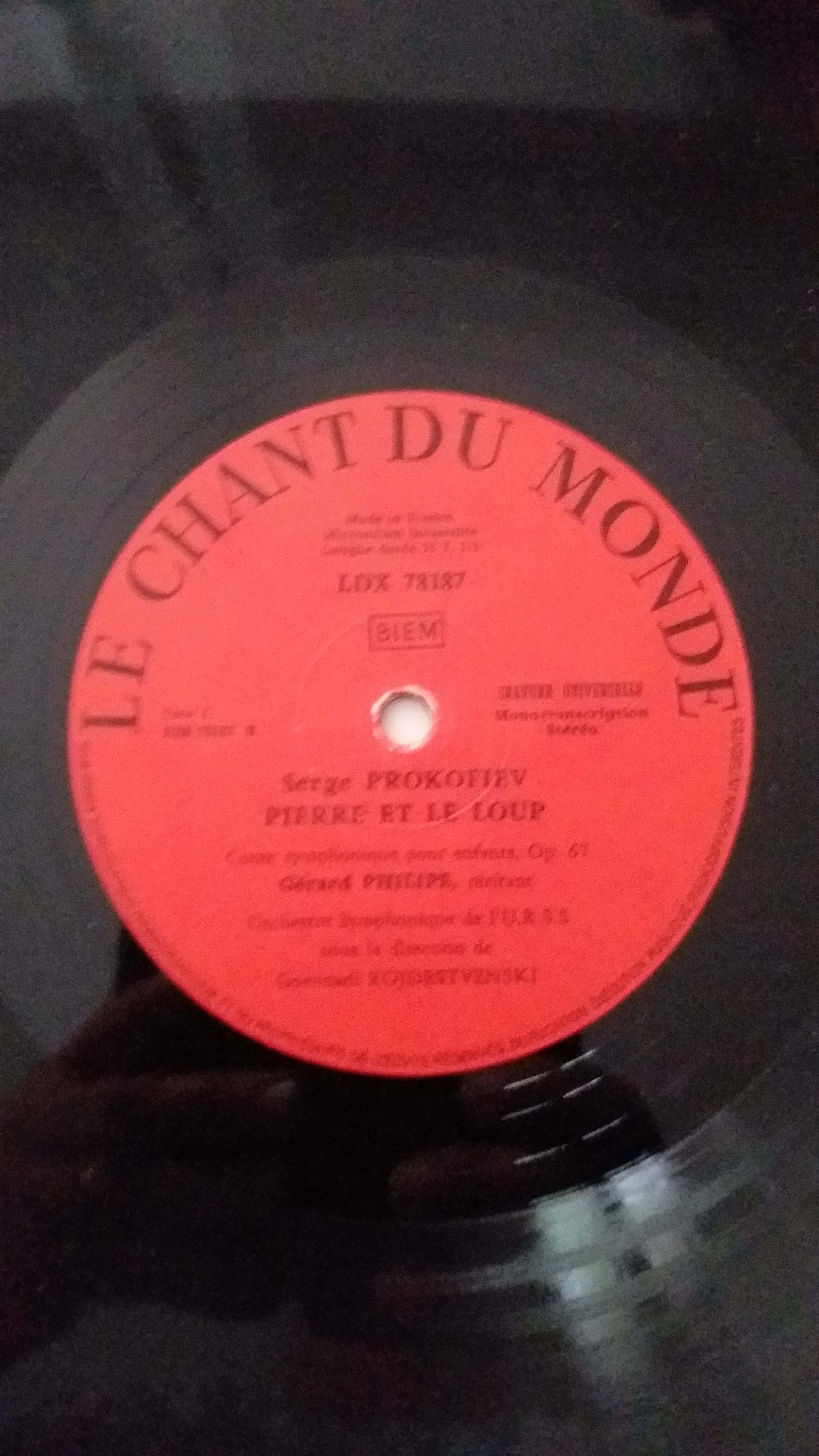 Disque vinyle 33 tours Pierre et le loup Prokoffief par Claude
