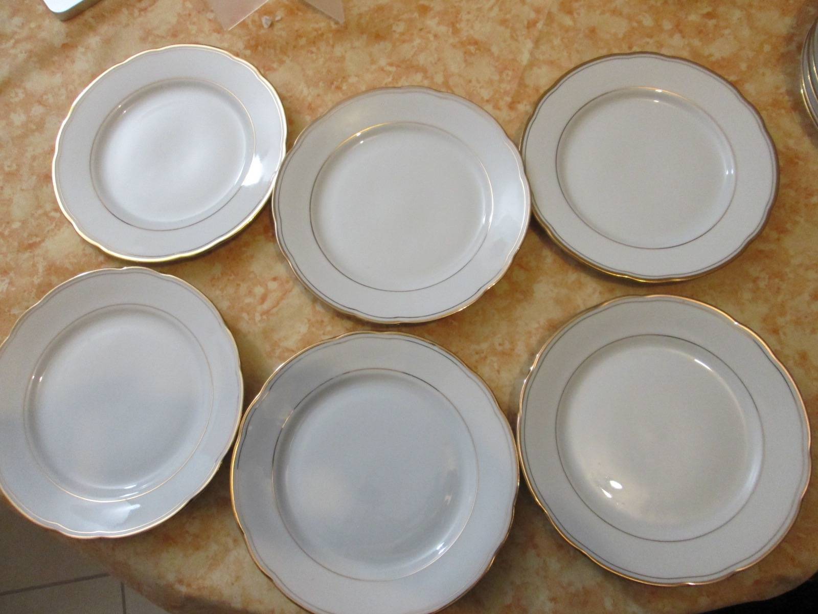 Assiette en porcelaine avec liseré doré (lot de 6) (assiettes