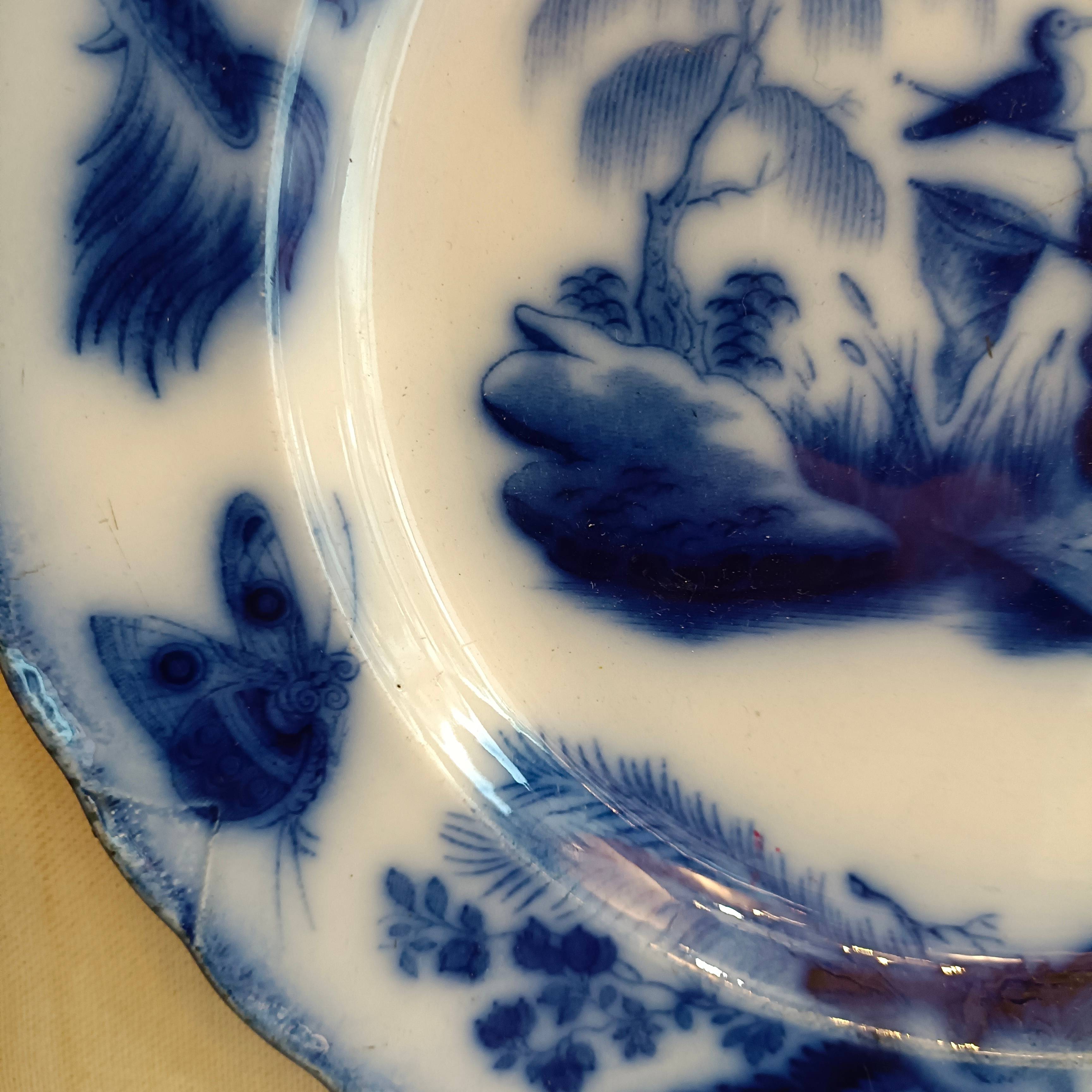 Assiette plate décorative décor japonisant faïence Jules