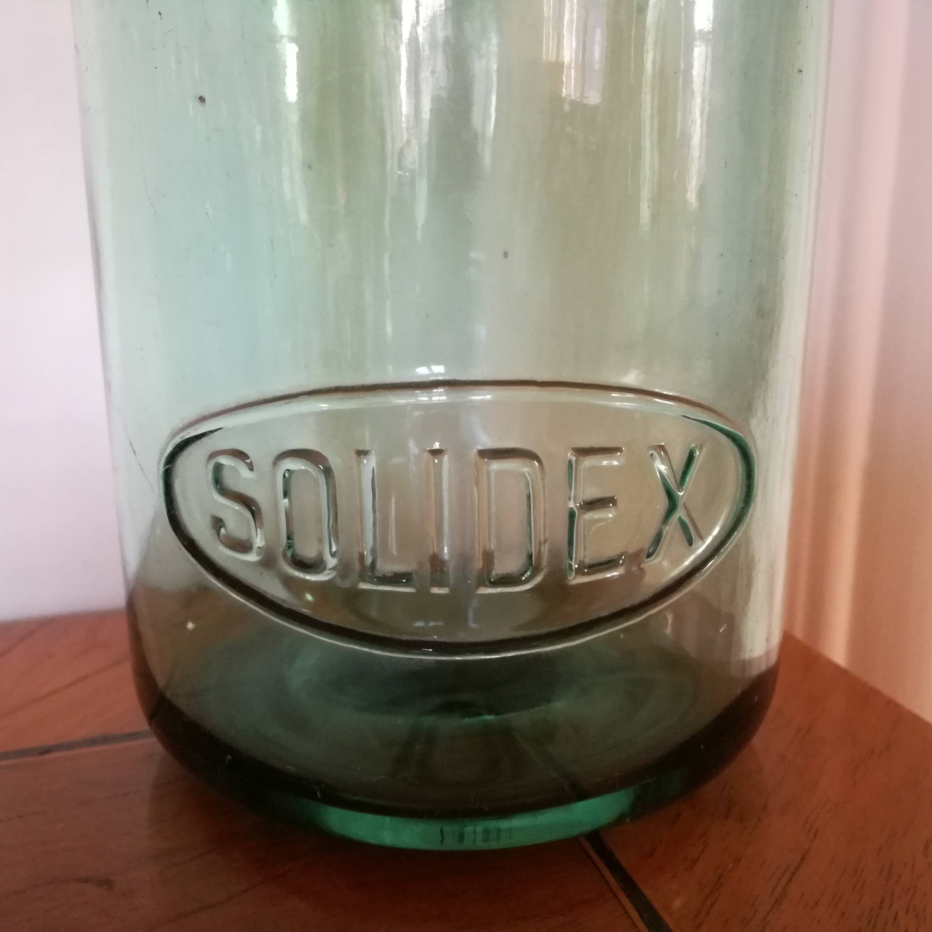 2 bocaux en verre vert, Solidex - Début de Série