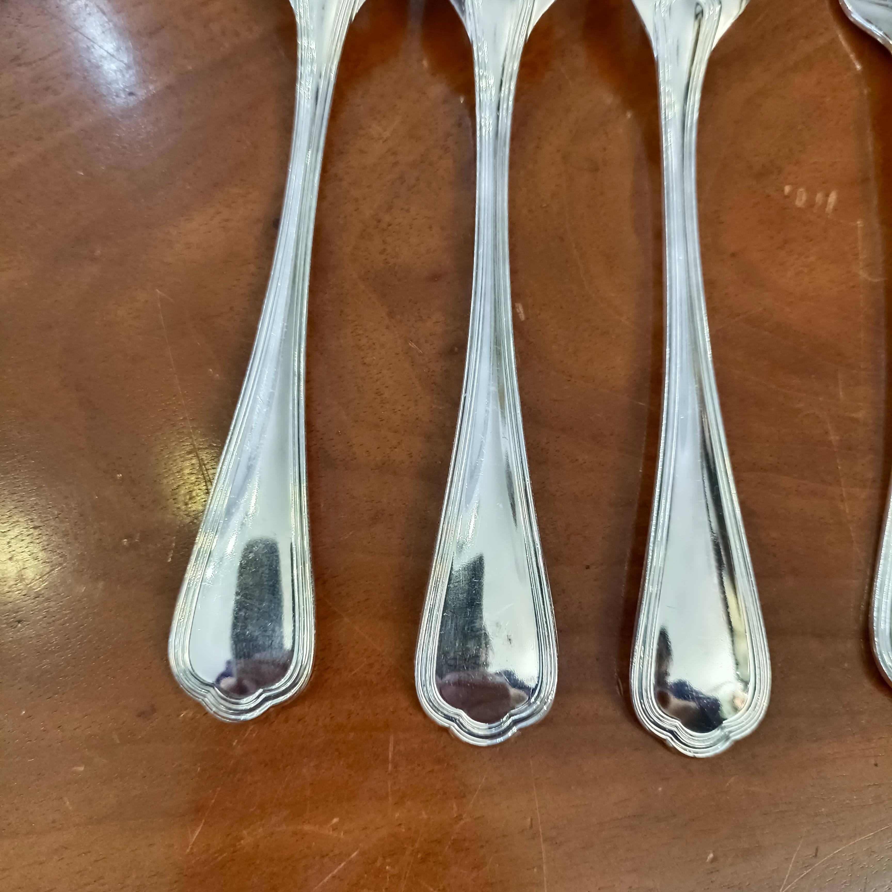 12 fourchettes à huitres en métal argenté modèle Spatours Christofle